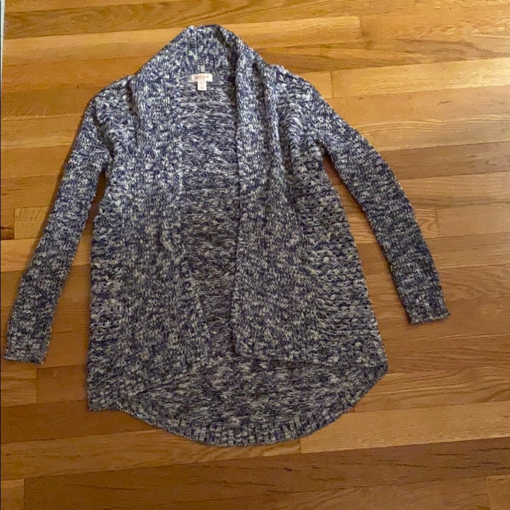 Blue and white knitted sweater